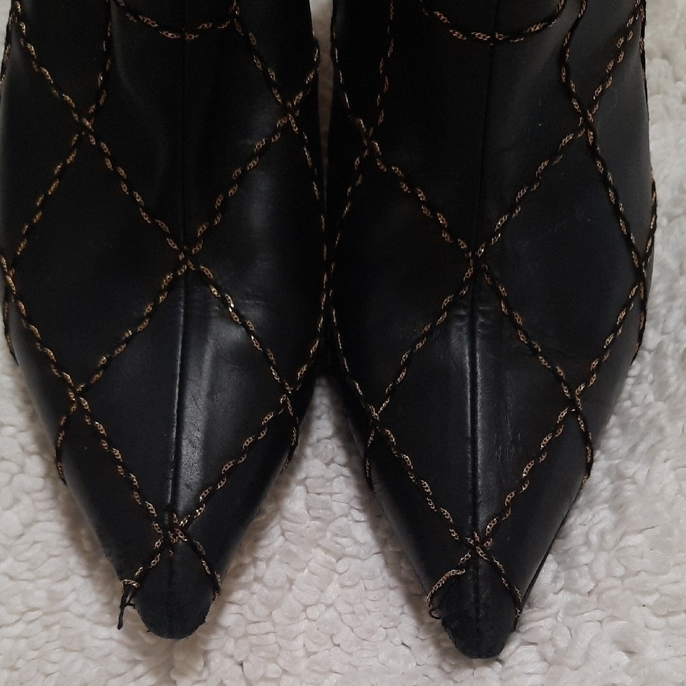 Mia Becar Black Stitched Heeled Boots - Picture 6 of 10